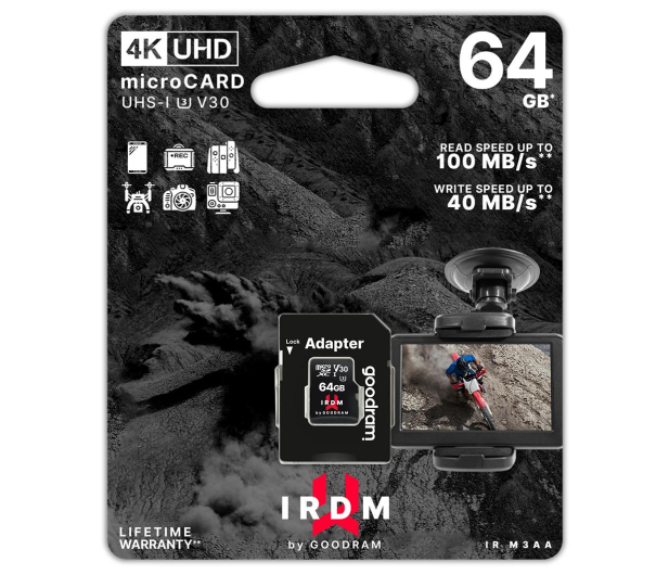 GOODRAM IRDM 64GB MICRO CARD UHS I U3 + adapter - 604914 - zdjęcie 3